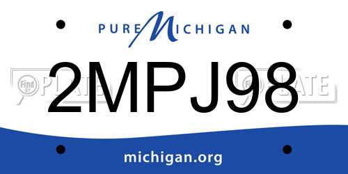 2MPJ98 Michigan License Plate