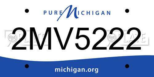 2MV5222 Michigan License Plate