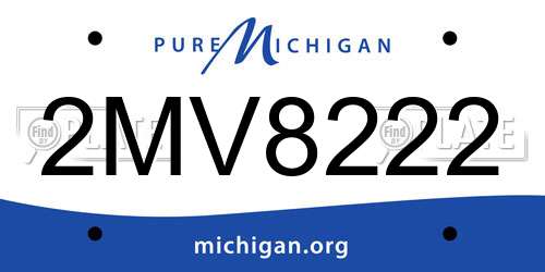 2MV8222 Michigan License Plate