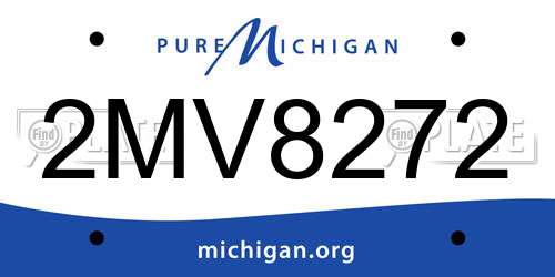 2MV8272 Michigan License Plate