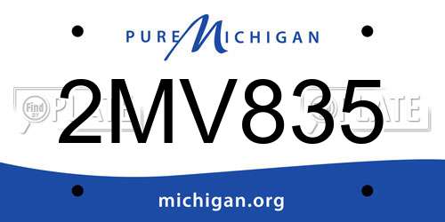 2MV835 Michigan License Plate