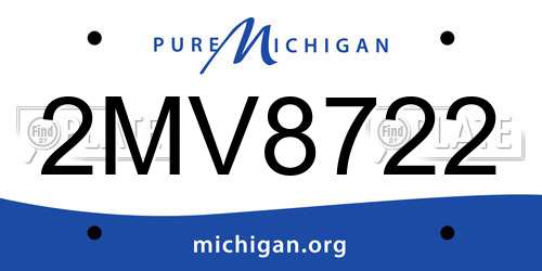 2MV8722 Michigan License Plate