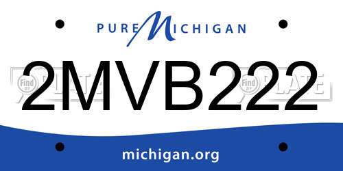 2MVB222 Michigan License Plate