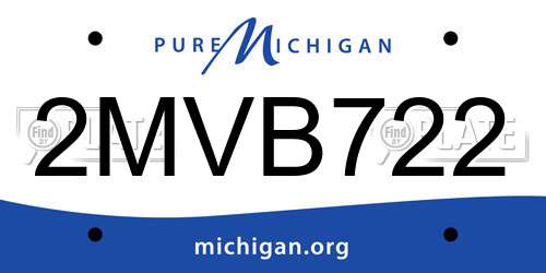 2MVB722 Michigan License Plate