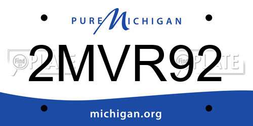 2MVR92 Michigan License Plate