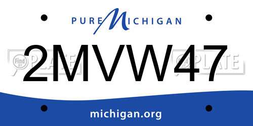 2MVW47 Michigan License Plate