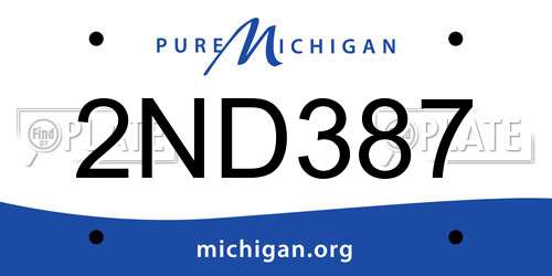 2ND387 Michigan License Plate