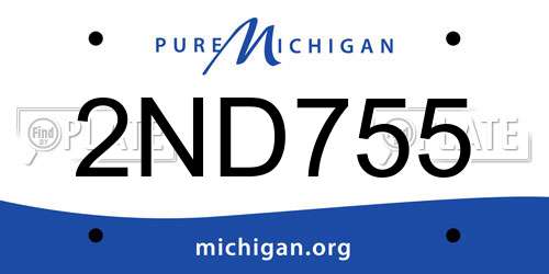 2ND755 Michigan License Plate