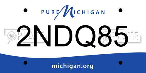 2NDQ85 Michigan License Plate