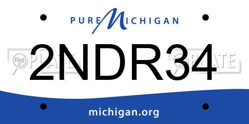 2NDR34 Michigan License Plate