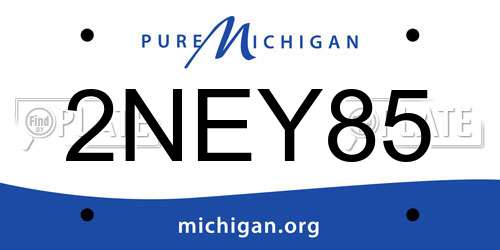 2NEY85 Michigan License Plate