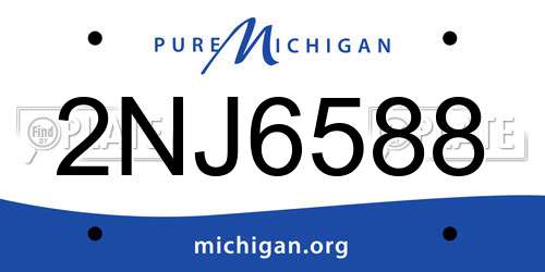 2NJ6588 Michigan License Plate