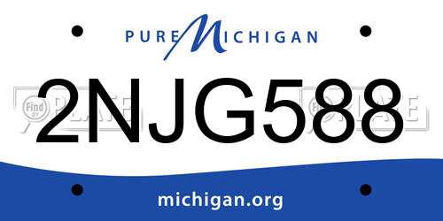 2NJG588 Michigan License Plate