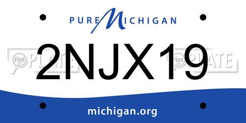 2NJX19 Michigan License Plate