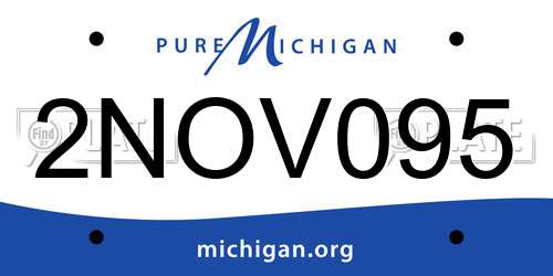 2NOV095 Michigan License Plate