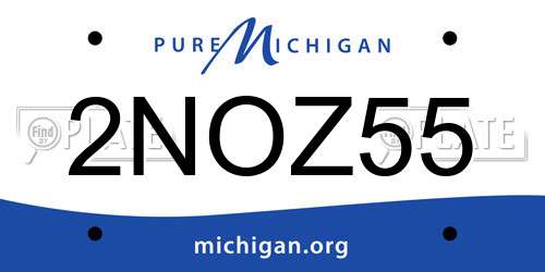 2NOZ55 Michigan License Plate