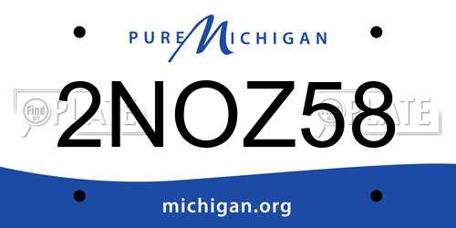 2NOZ58 Michigan License Plate