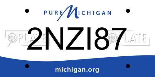 2NZI87 Michigan License Plate