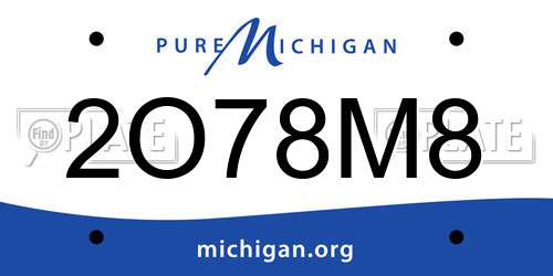 2O78M8 Michigan License Plate
