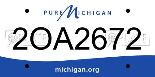 2OA2672 Michigan License Plate