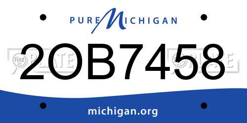 2OB7458 Michigan License Plate