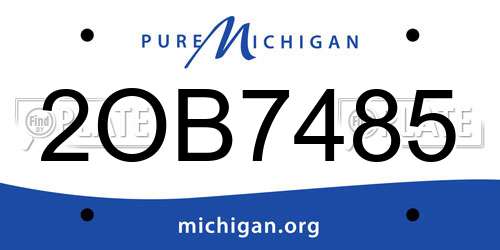 2OB7485 Michigan License Plate