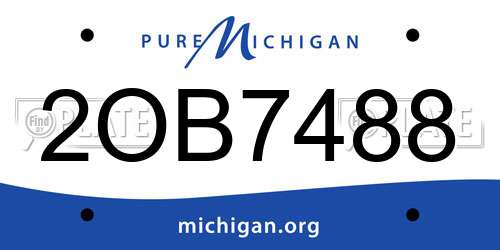 2OB7488 Michigan License Plate