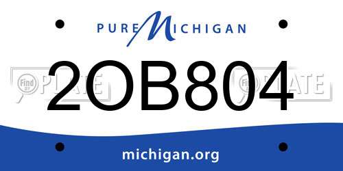 2OB804 Michigan License Plate
