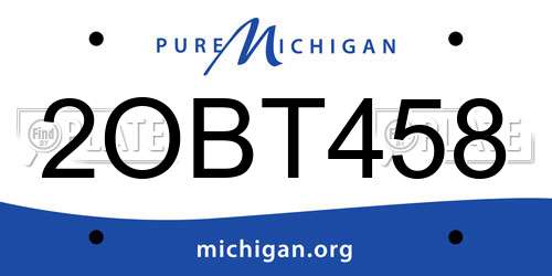 2OBT458 Michigan License Plate
