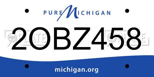 2OBZ458 Michigan License Plate