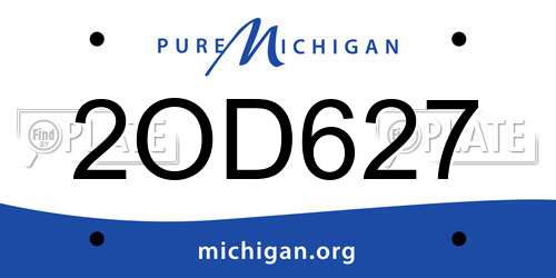 2OD627 Michigan License Plate