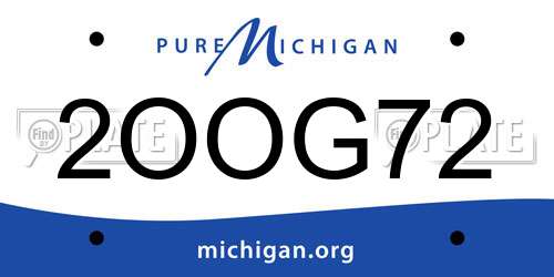 2OOG72 Michigan License Plate