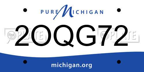 2OQG72 Michigan License Plate