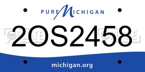 2OS2458 Michigan License Plate
