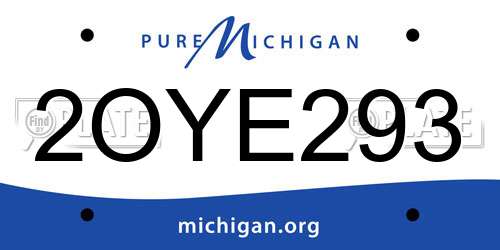 2OYE293 Michigan License Plate