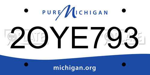 2OYE793 Michigan License Plate