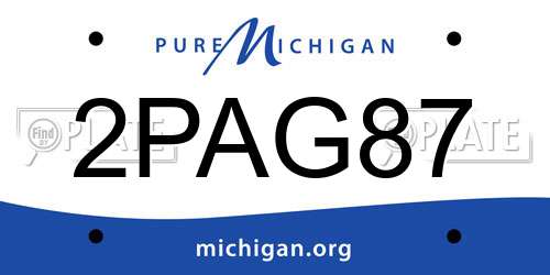 2PAG87 Michigan License Plate