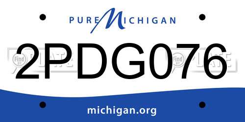 2PDG076 Michigan License Plate
