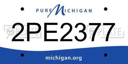 2PE2377 Michigan License Plate