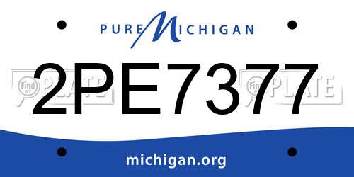2PE7377 Michigan License Plate