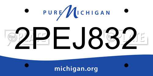 2PEJ832 Michigan License Plate
