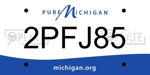 2PFJ85 Michigan License Plate