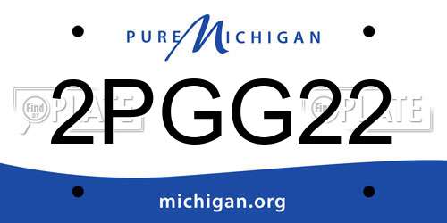 2PGG22 Michigan License Plate