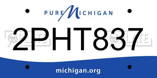 2PHT837 Michigan License Plate