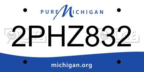 2PHZ832 Michigan License Plate