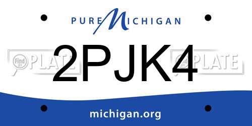 2PJK4 Michigan License Plate