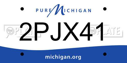 2PJX41 Michigan License Plate