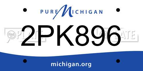 2PK896 Michigan License Plate