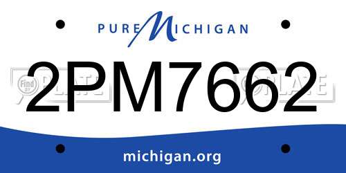 2PM7662 Michigan License Plate