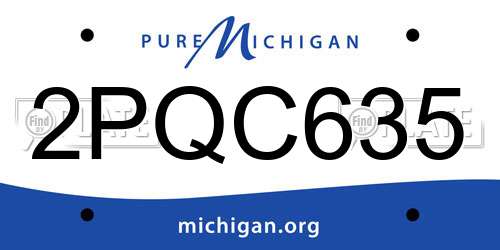 2PQC635 Michigan License Plate